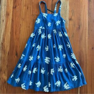 Hanna Andersson Blue Dress with White Bird Design